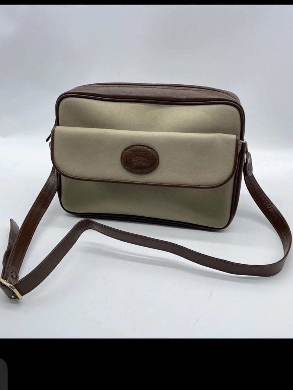 Burberry Beige and Brown Crossbody Messenger Bag